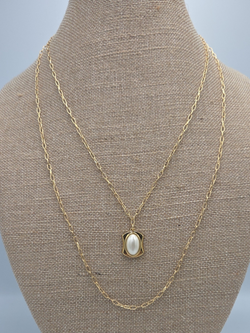 J Crew Layered Necklace with Pearl Pendant